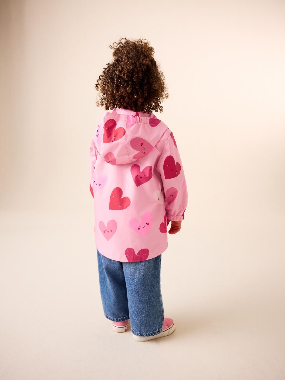 seraphine Pink Heart Shower Resistant Printed Cagoule Jacket (3mths-7yrs)