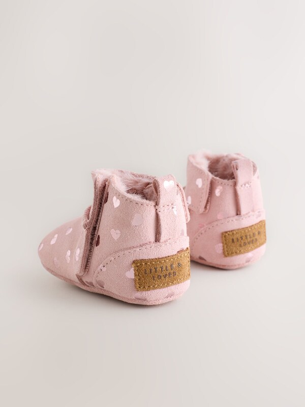 Seraphine Pink Heart Suede Baby Pull-On Boots (0-24mths)