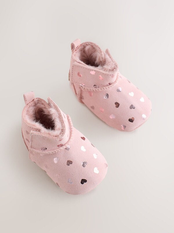 Seraphine Pink Heart Suede Baby Pull-On Boots (0-24mths)