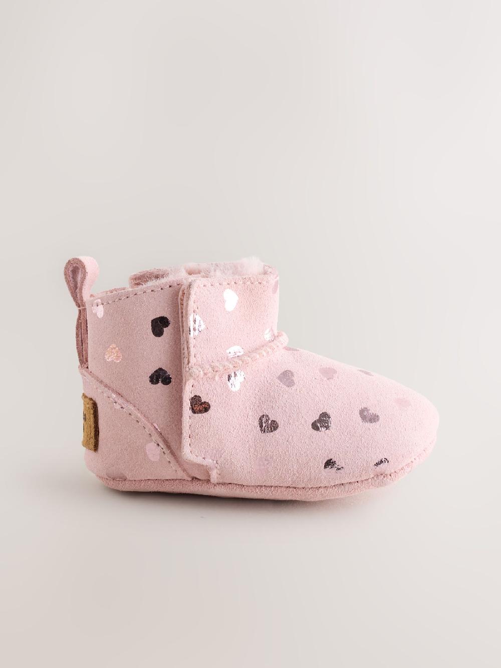 seraphine Pink Heart Suede Baby Pull-On Boots (0-24mths)