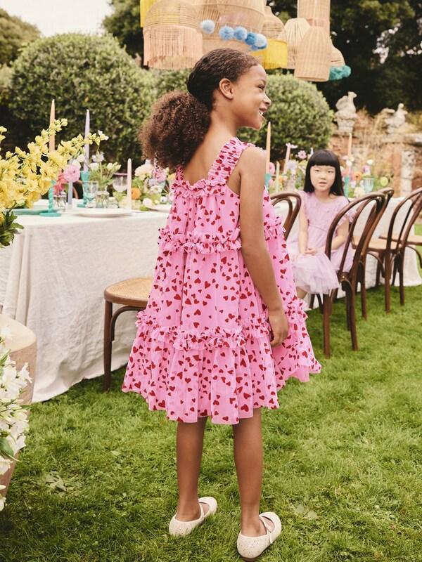 Seraphine Pink Heart Tiered Mesh Party Dress (3-16yrs)