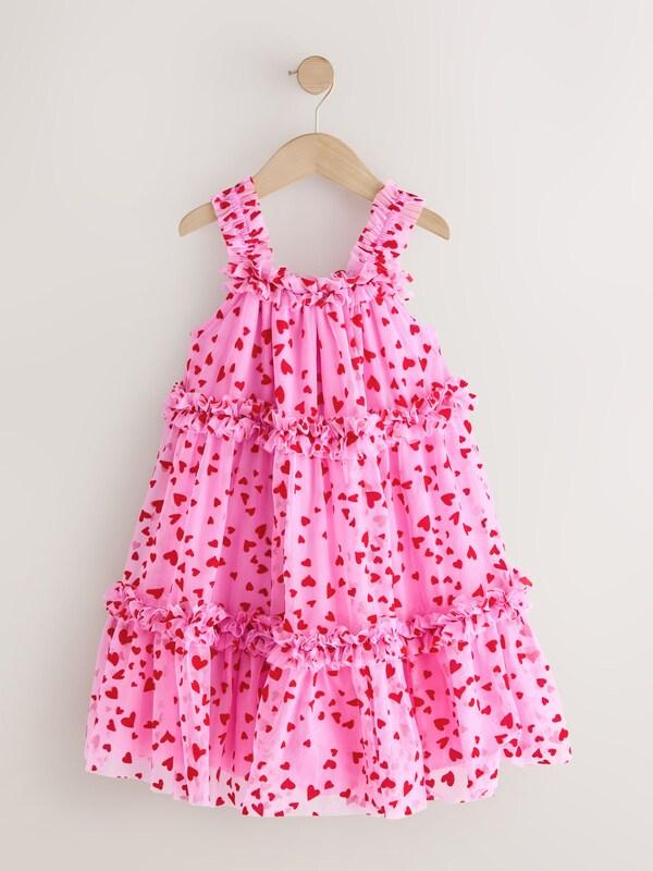 Seraphine Pink Heart Tiered Mesh Party Dress (3-16yrs)