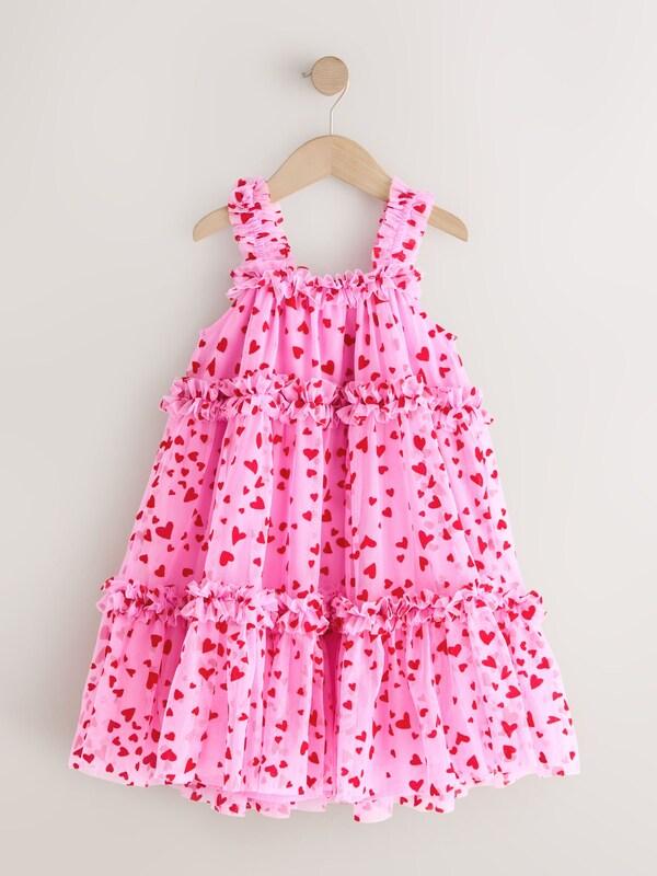 Seraphine Pink Heart Tiered Mesh Party Dress (3-16yrs)