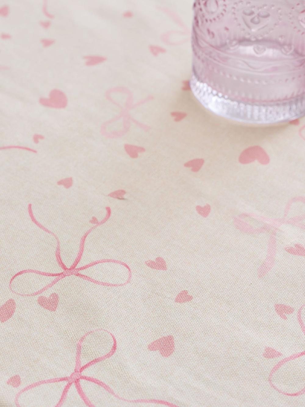 seraphine Pink Hearts and Bows Wipe Clean Tablecloth