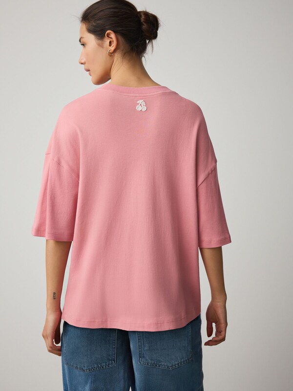 Seraphine Pink Hearts And Valentines Cherry Graphic Textured Crew Neck Short Sleeve T-Shirt