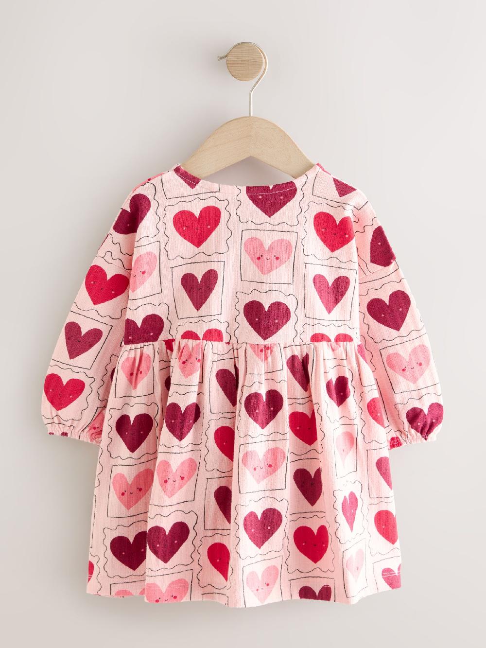 seraphine Pink Hearts Long Sleeve Jersey Dress (3mths-7yrs)