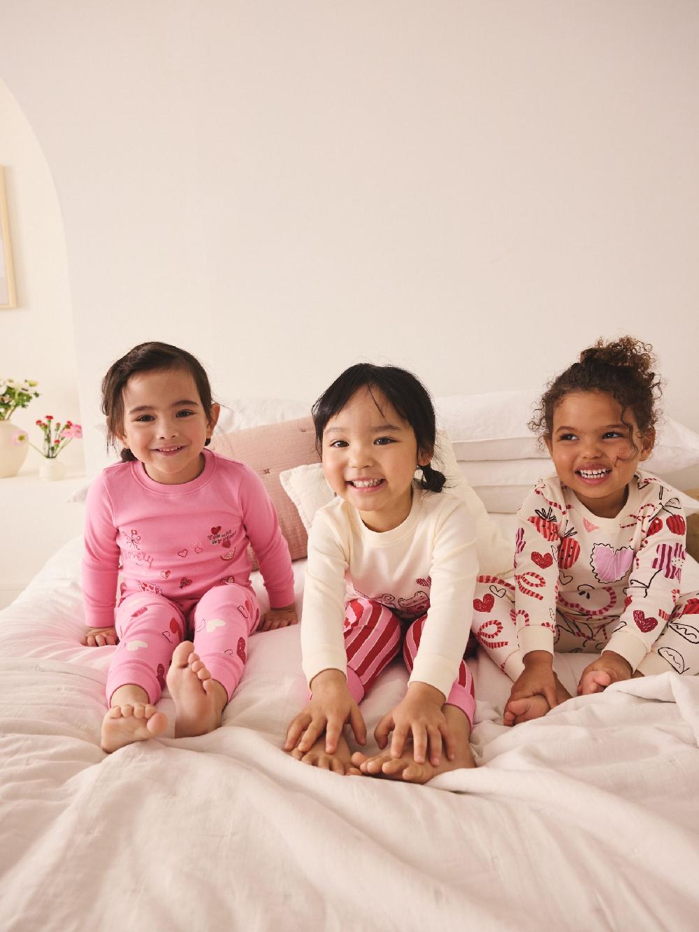 seraphine Pink/Red Galentines Snuggle Pyjamas 3 Pack (9mths-12yrs)