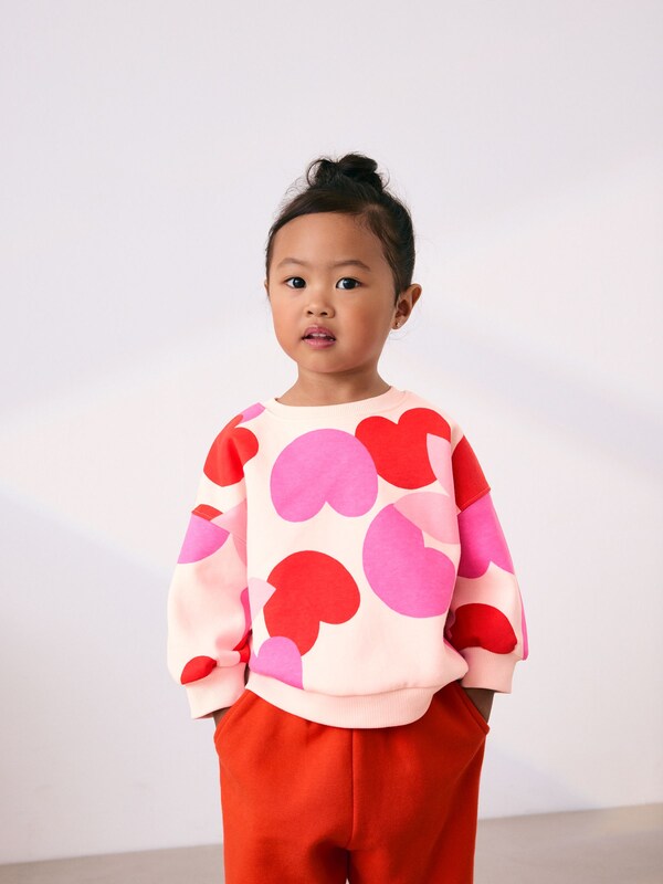 Seraphine Pink/Red Heart Sweatshirt And Barrel Leg Joggers Set (3mths-7yrs)