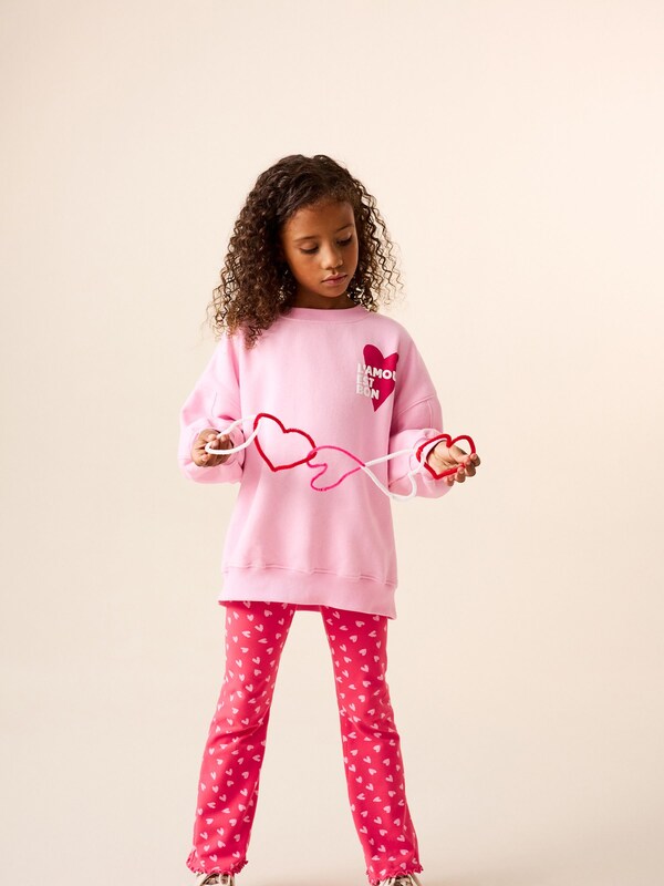 Seraphine Pink/Red Heart Sweatshirt And Flare Leggings Set (3-16yrs)