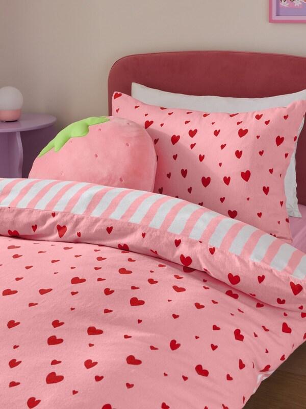 Seraphine Pink Red Hearts Duvet Cover And Pillowcase Set
