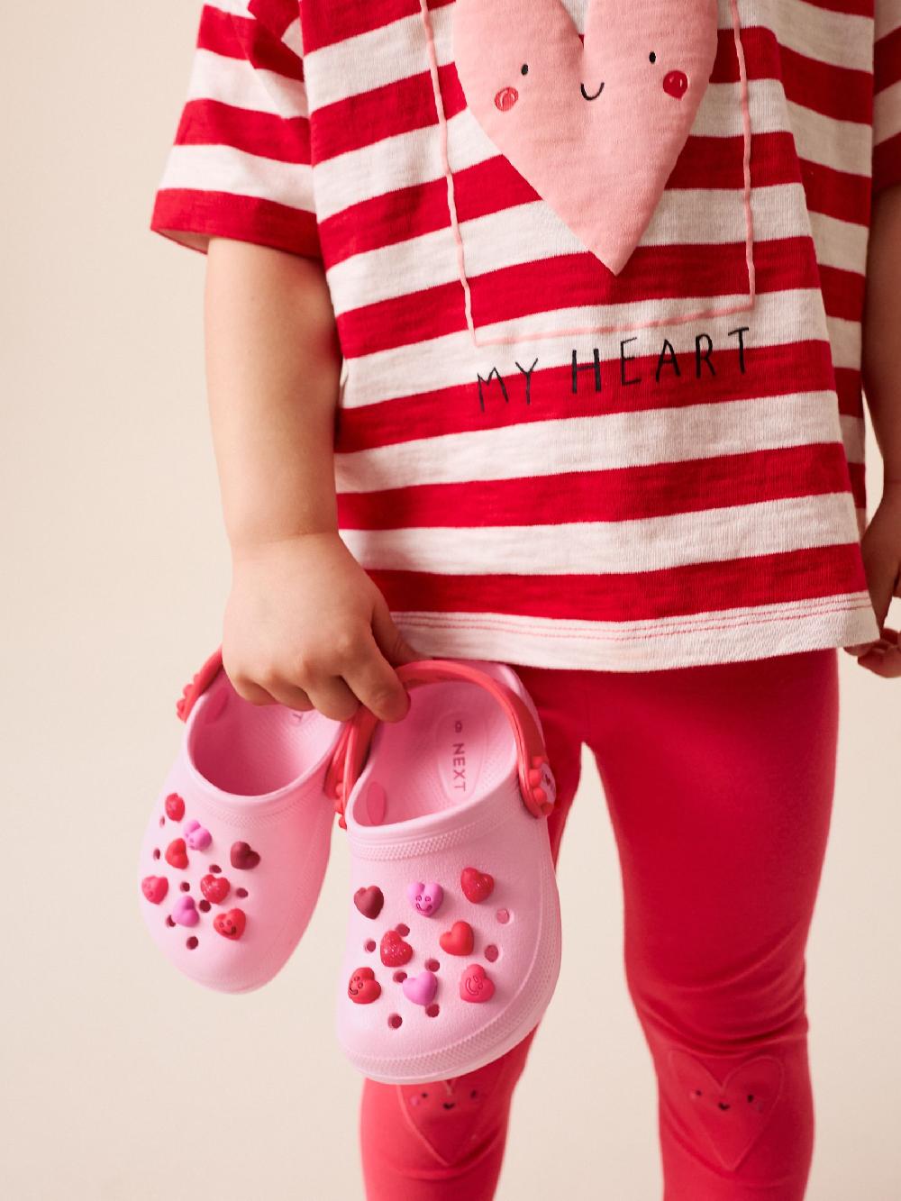 seraphine Pink/Red Hearts Standard Fit (F) Character Clogs