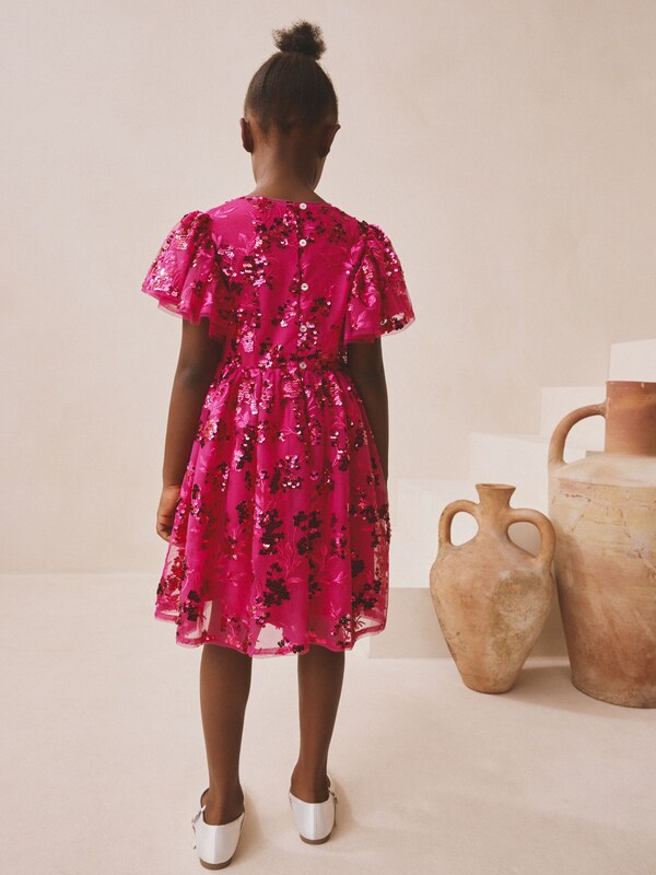 Seraphine Pink Sequin Angel Sleeve Party Dress (3-16yrs)