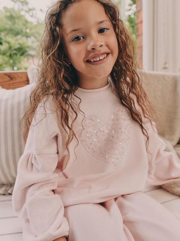 Seraphine Pink Sequin Heart Cosy Fleece Pyjamas (9mths-16yrs)