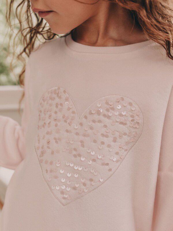 Seraphine Pink Sequin Heart Cosy Fleece Pyjamas (9mths-16yrs)