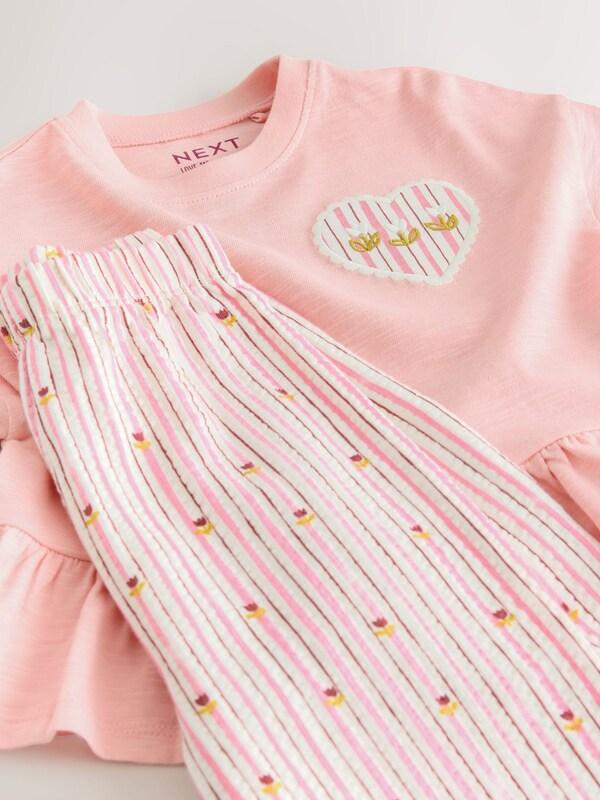 Seraphine Pink Short Sleeve Peplum T-Shirt And Wide Leg Trousers Set (3mths-7yrs)