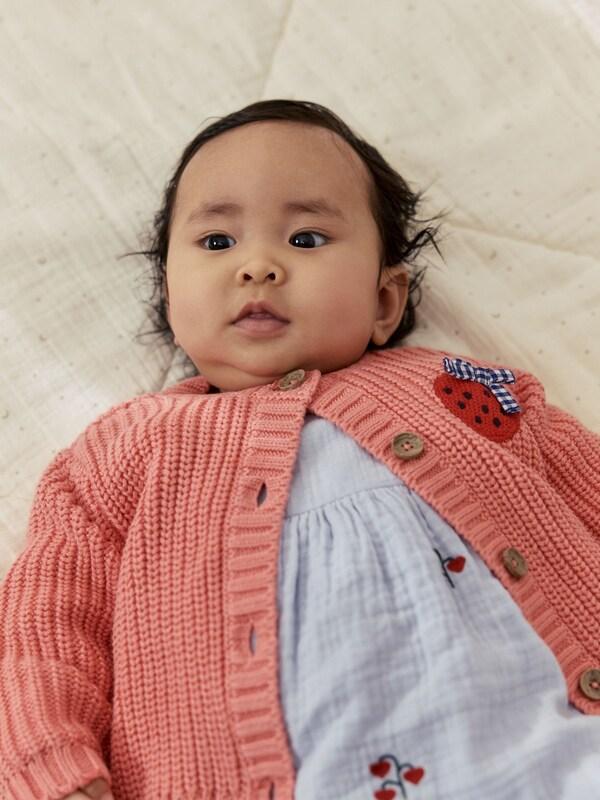 Seraphine Pink Strawberry Baby Embroidered Back Cardigan (0mths-2yrs)