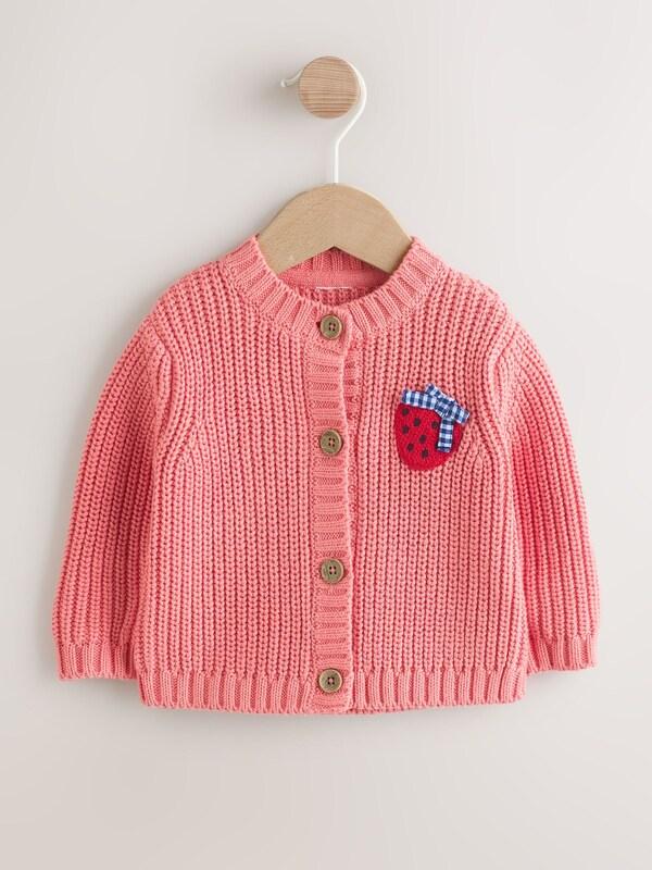 Seraphine Pink Strawberry Baby Embroidered Back Cardigan (0mths-2yrs)