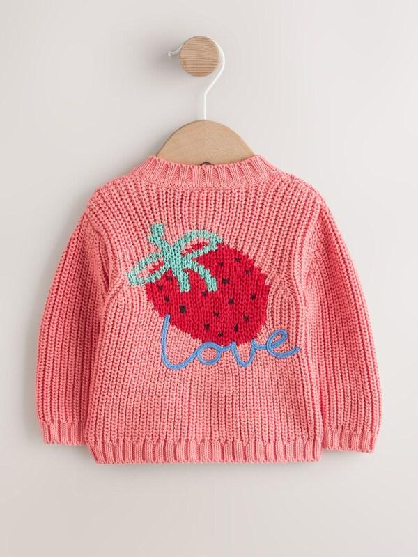Seraphine Pink Strawberry Baby Embroidered Back Cardigan (0mths-2yrs)