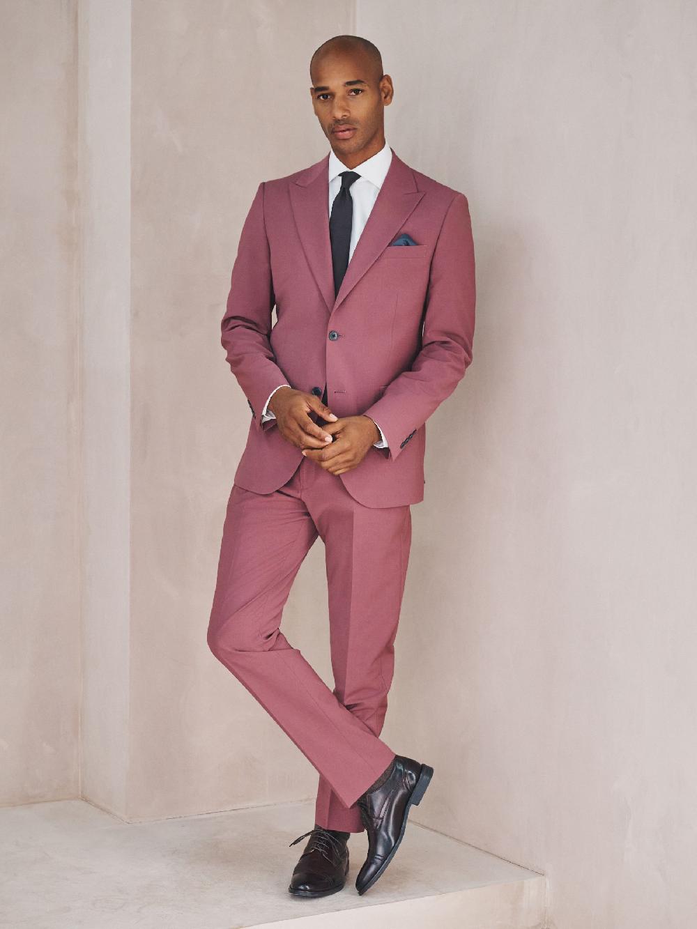 seraphine Pink Tailored Fit Motion Flex Wool Blend Suit Jacket