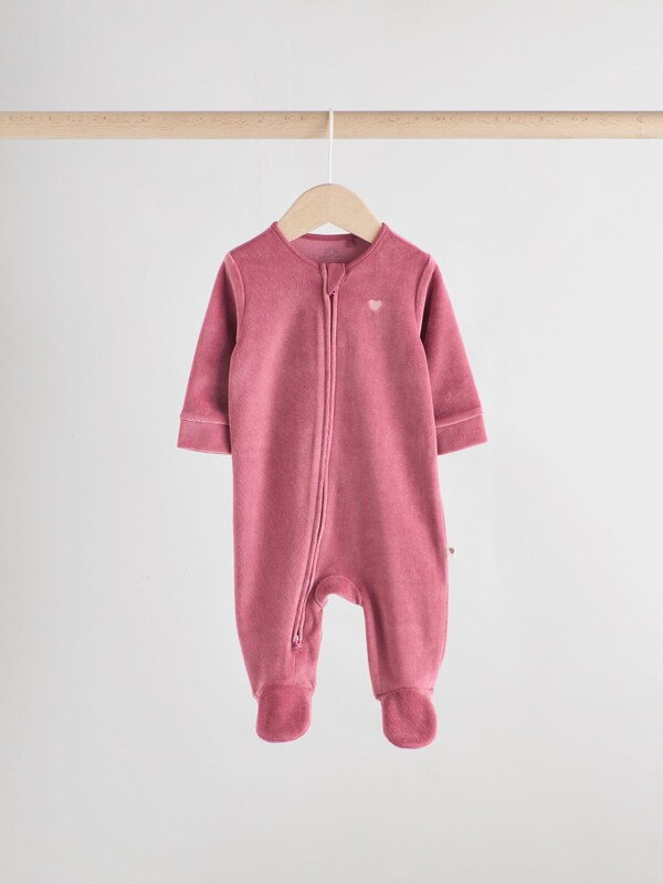 Seraphine Pink Velour Baby Sleepsuits 2 Pack (0mths-2yrs)