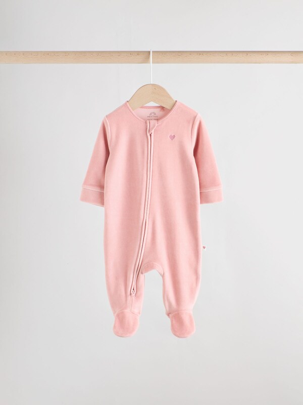 Seraphine Pink Velour Baby Sleepsuits 2 Pack (0mths-2yrs)