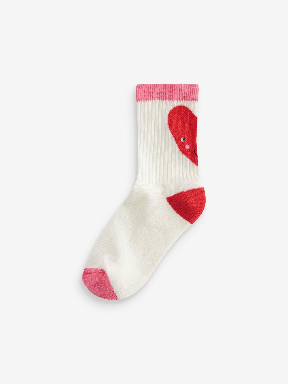 seraphine Pink/White Heart Cotton Rich Cushioned Sole Ankle Socks 3 Pack