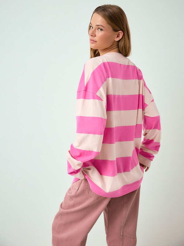 Seraphine Pink/White Striped Graphic Long Sleeve T-Shirt