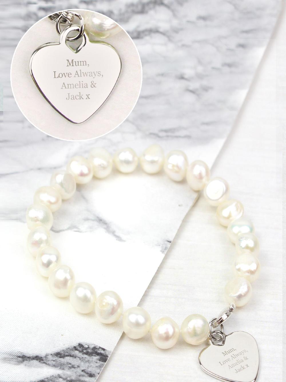 seraphine PMC Natural Personalised Freshwater Pearl White Bracelet
