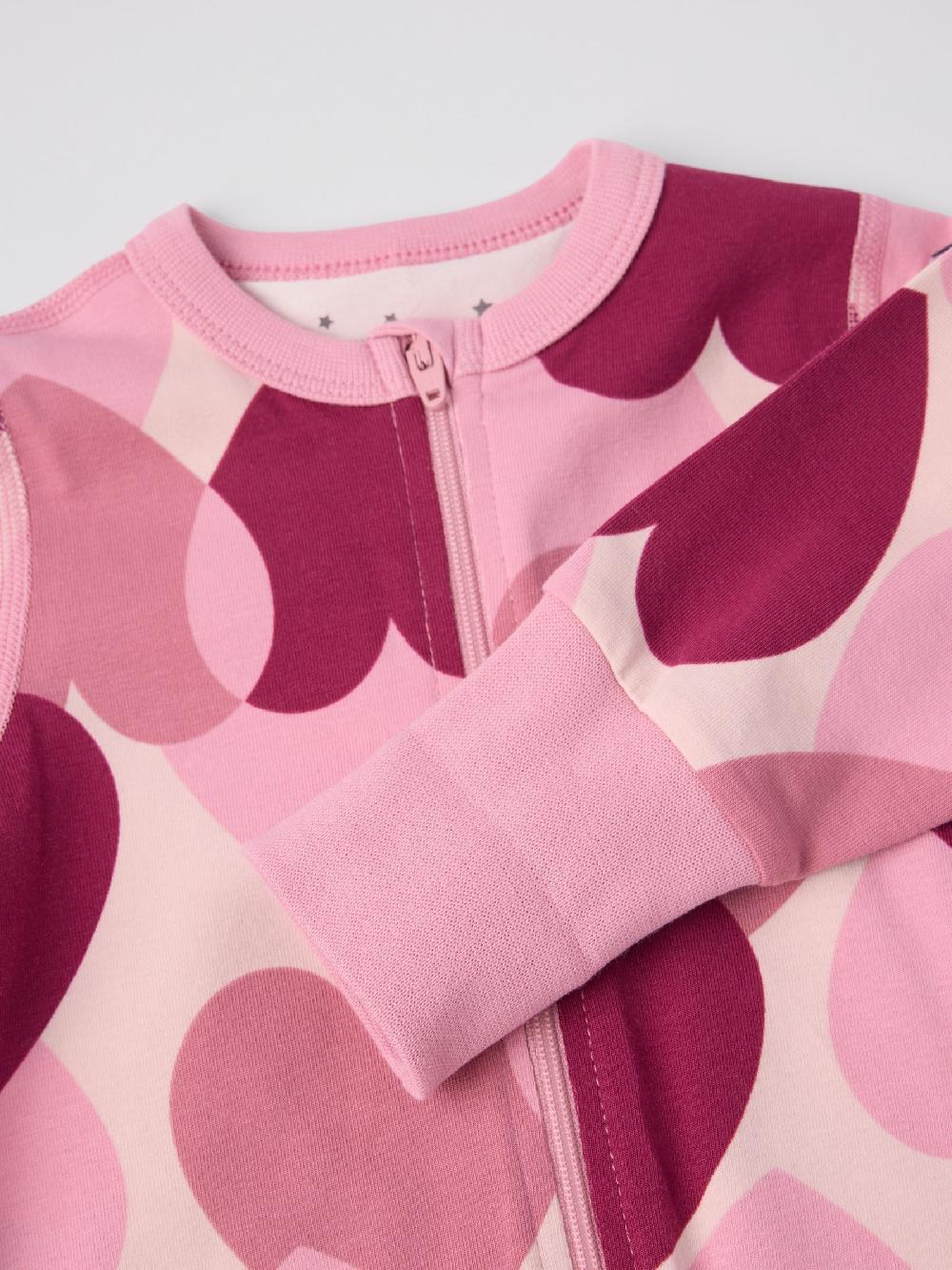 seraphine Polarn O. Pyret Pink Cotton Print Sleepsuit