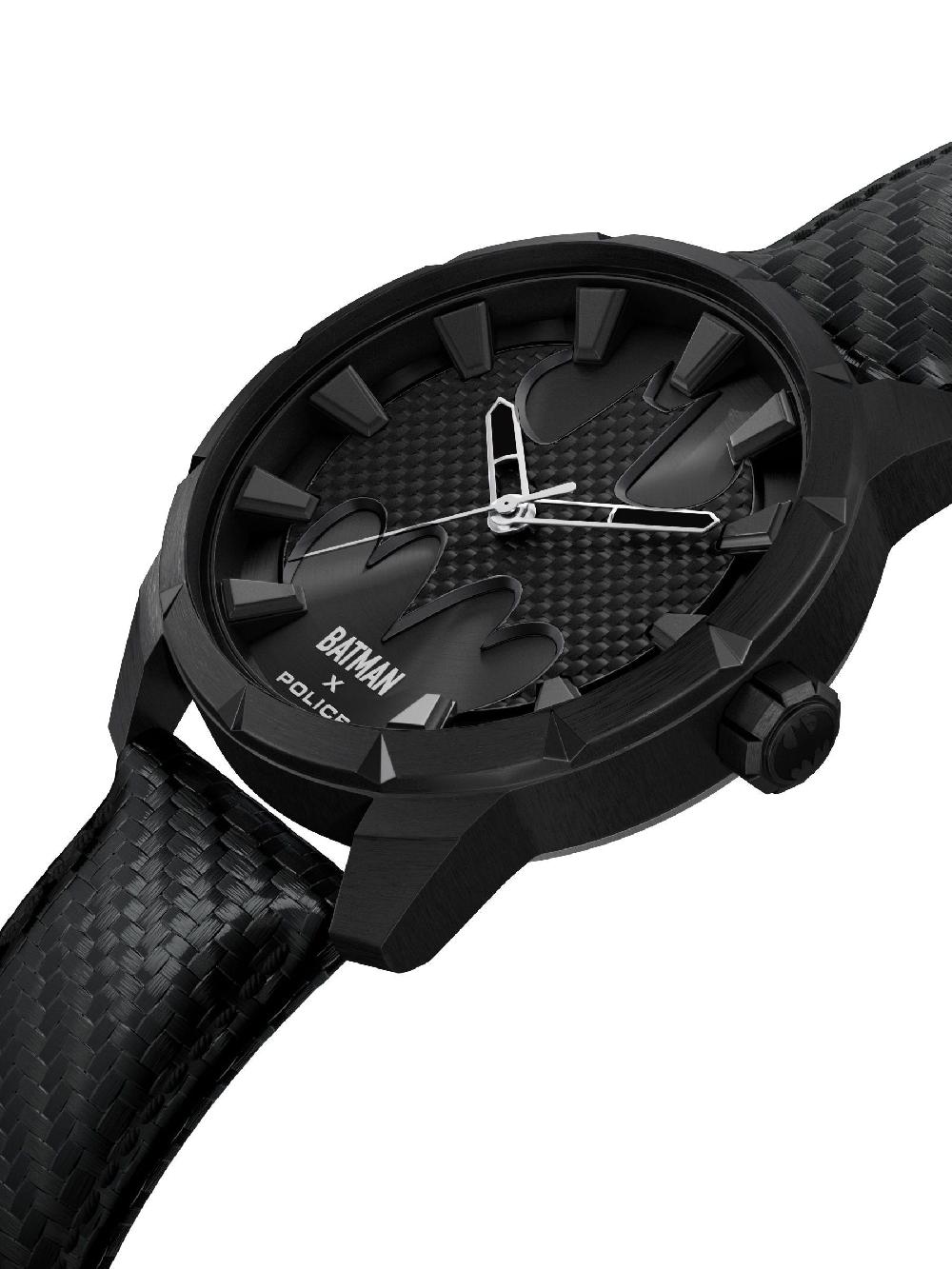 seraphine Police Black The Bat Batman Carbon Fibre Strap Watch