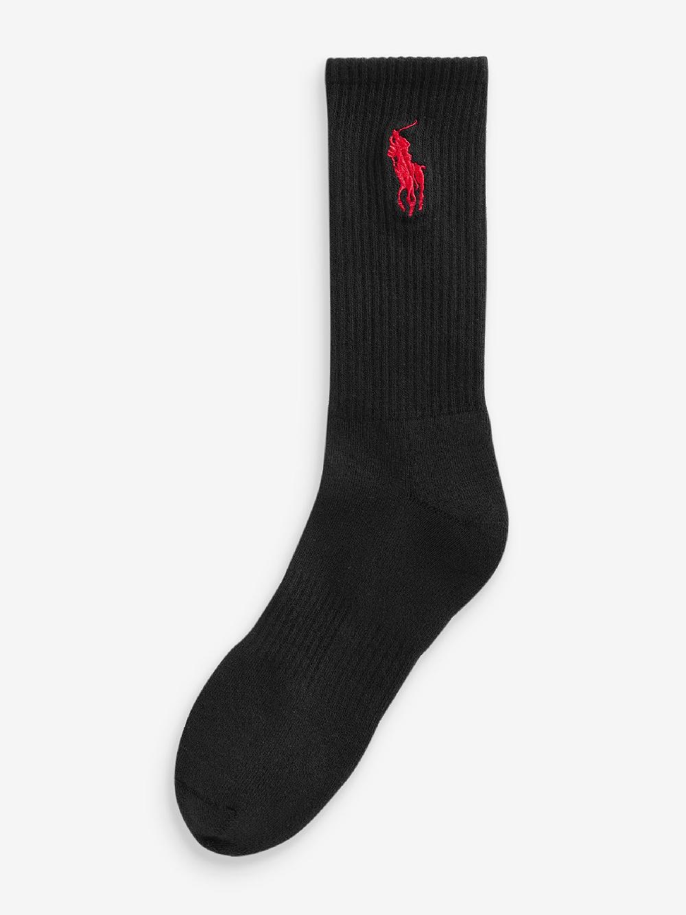 seraphine Polo Ralph Lauren Black Big Pony Logo Crew Socks 3 Pack