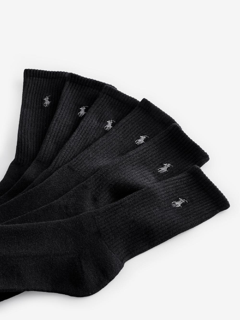 seraphine Polo Ralph Lauren Black Pony Logo Ribbed Crew Socks 3 Pack