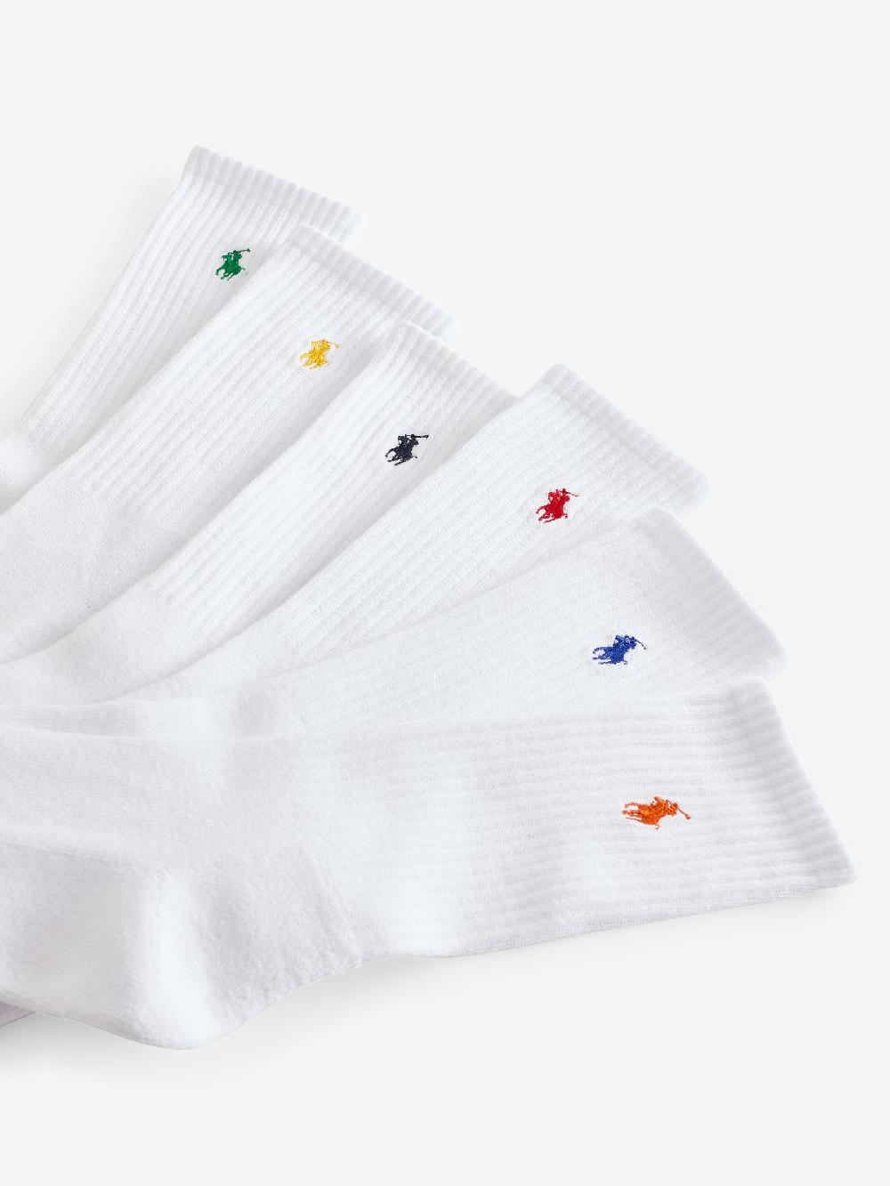 seraphine Polo Ralph Lauren Off White Ribbed Crew Socks 6 Pack