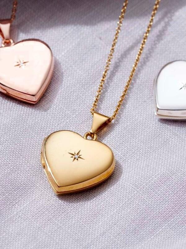 Seraphine Posh Totty Designs Gold Tone Diamond Love Heart Locket Necklace