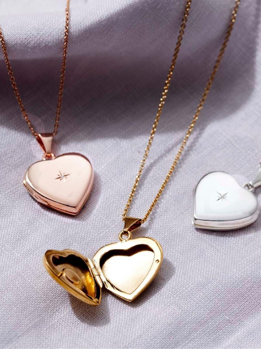 seraphine Posh Totty Designs Gold Tone Diamond Love Heart Locket Necklace
