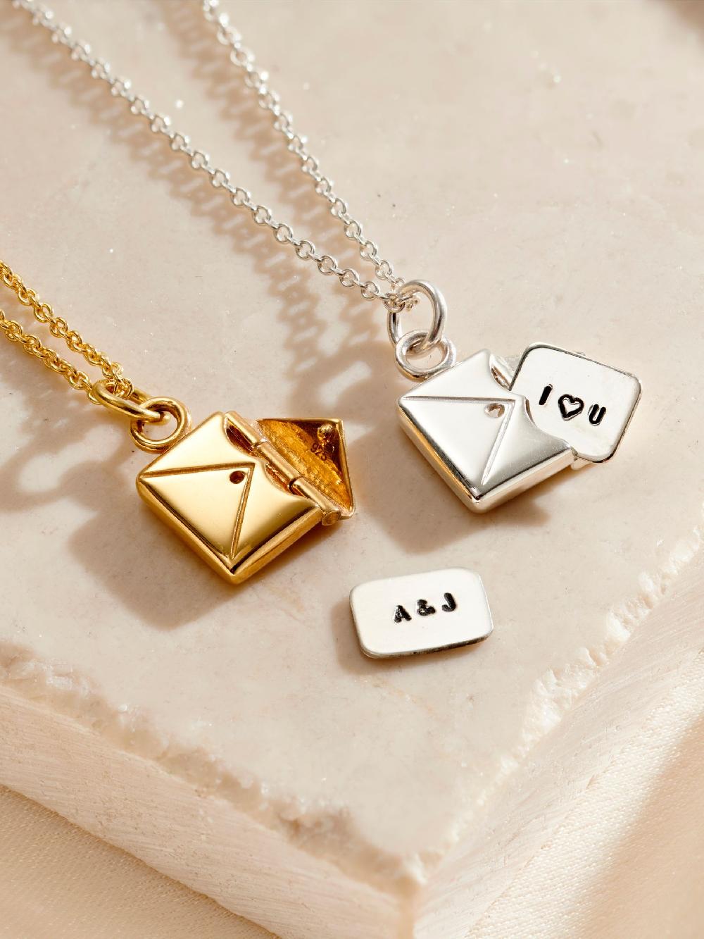 seraphine Posh Totty Designs Mini Personalised Message Envelope Necklace