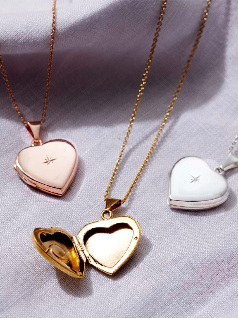 seraphine Posh Totty Designs Silver Tone Diamond Love Heart Locket Necklace