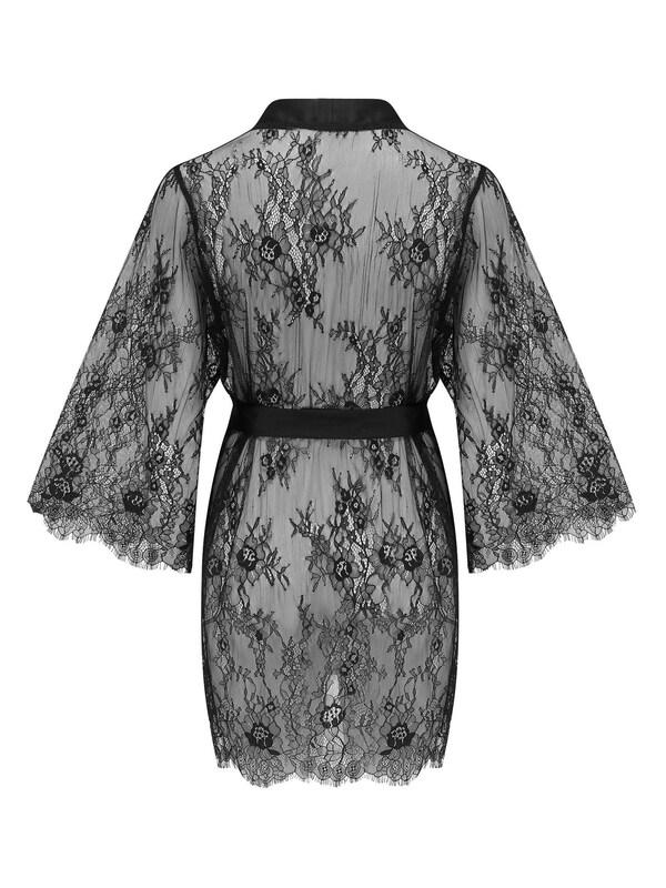 Seraphine Pour Moi Black For Your Eyes Only Lace Robe