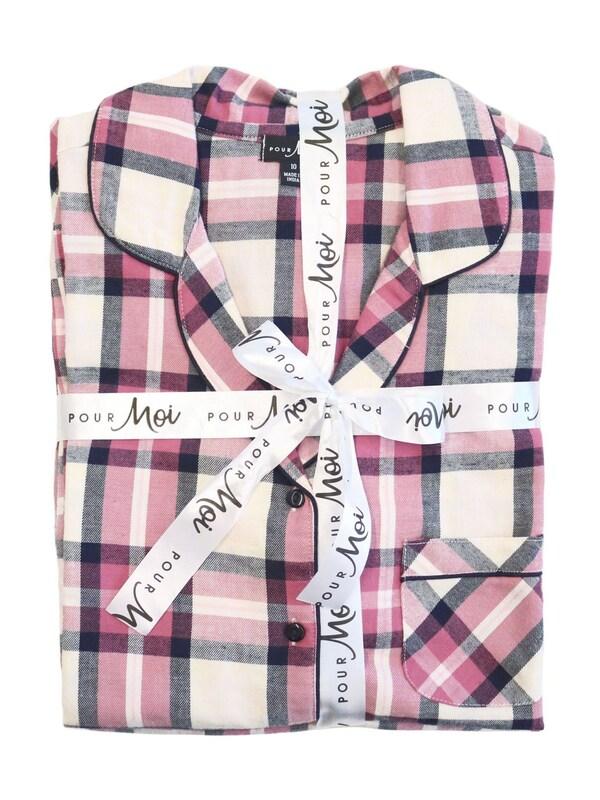 Seraphine Pour Moi Pink Cosy Check Brushed Cotton Pyjamas Gift Set