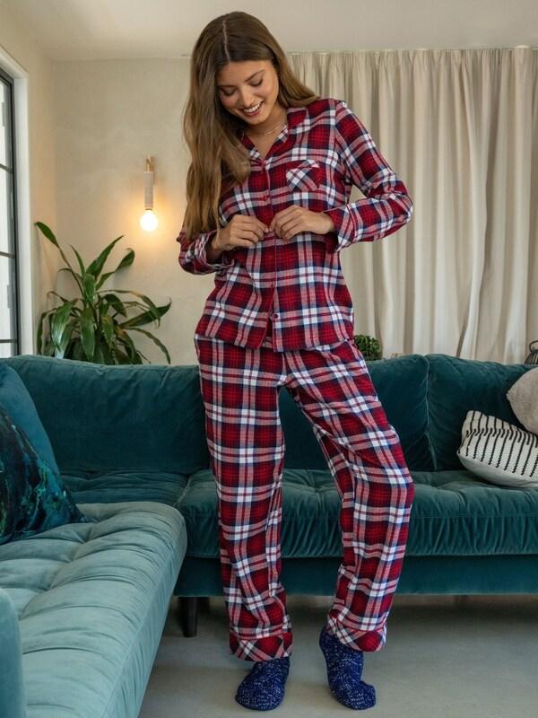Seraphine Pour Moi Red Cosy Check Brushed Cotton Pyjamas Gift Set