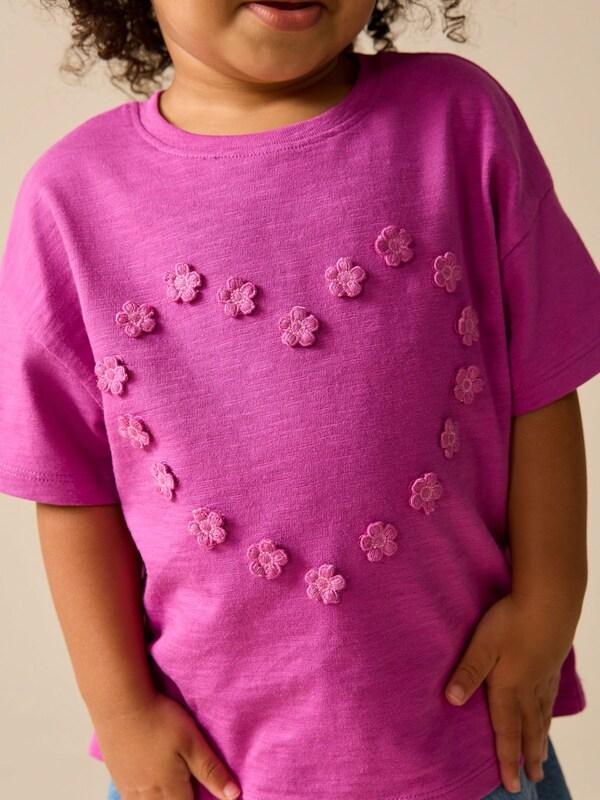 Seraphine Purple Short Sleeve Heart Embroidered Top (3mths-7yrs)