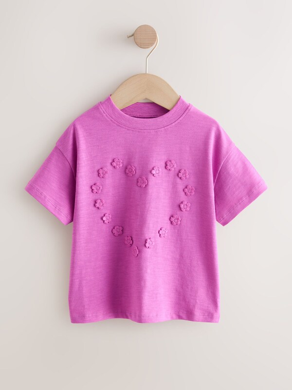 Seraphine Purple Short Sleeve Heart Embroidered Top (3mths-7yrs)