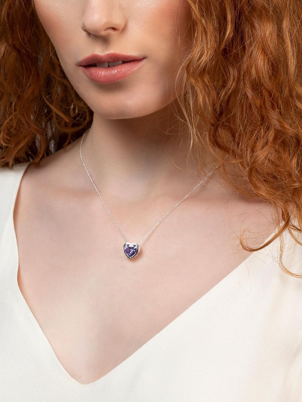 seraphine Radley Purple Ladies Light Amethyst Heart Necklace