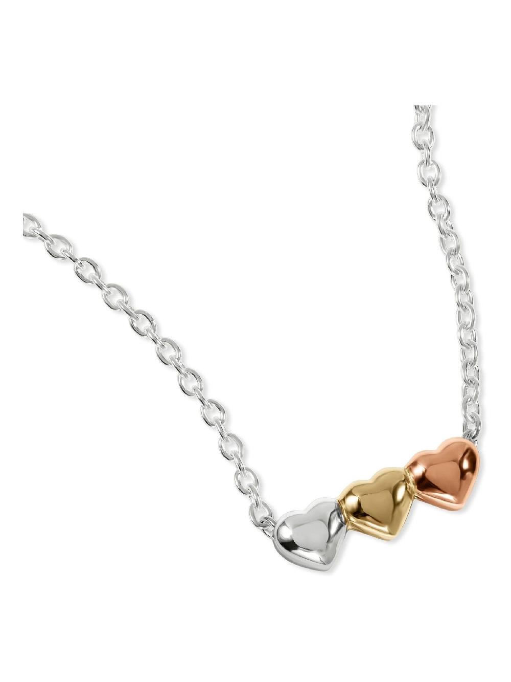 seraphine Radley Silver/Gold/Rose Gold Sterling 18ct Gold Plated Mother Of Pearl Triple Heart Charm Necklace