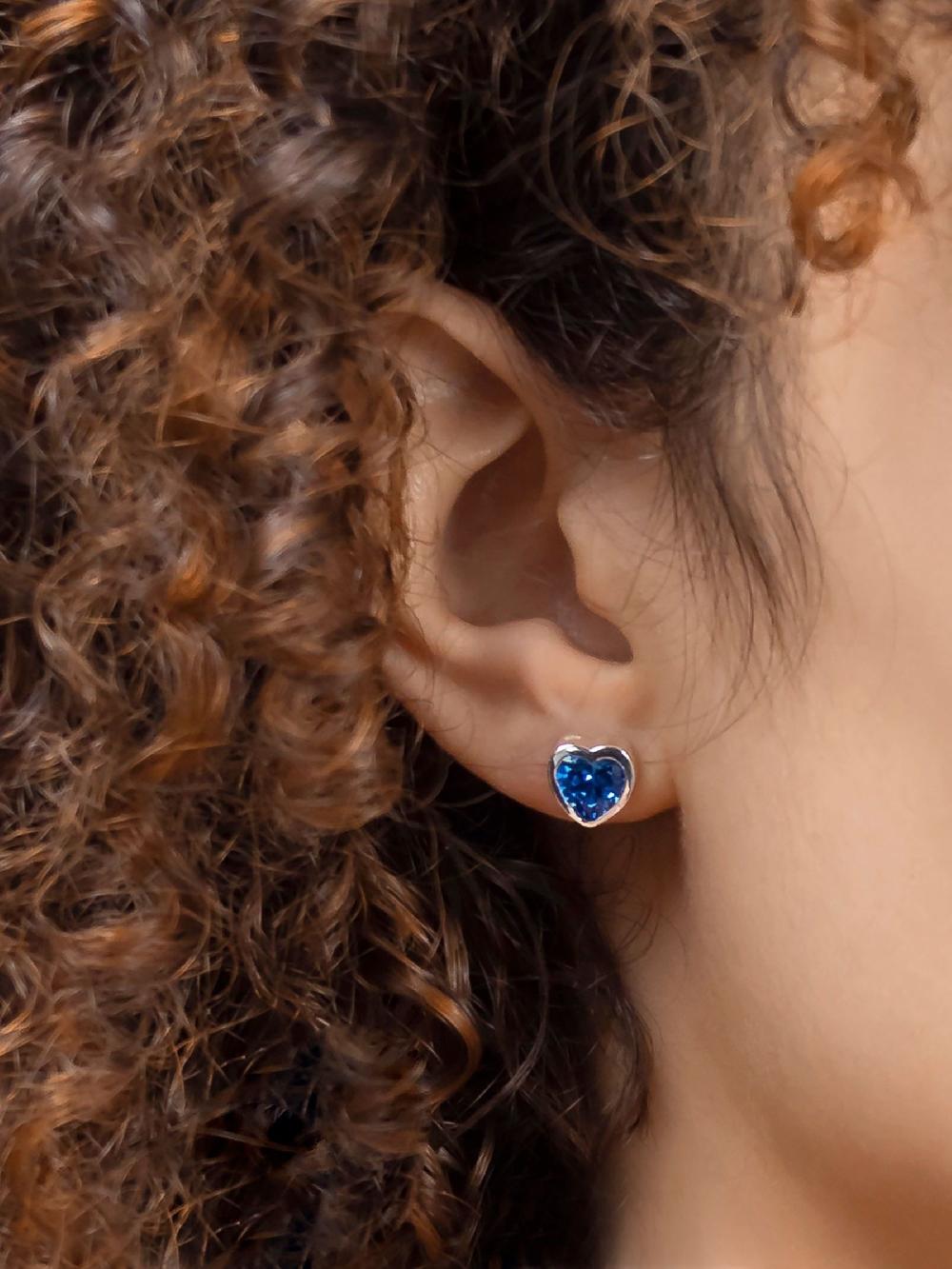 seraphine Radley Sterling Silver Ladies Love Stone Heart Stud Earrings