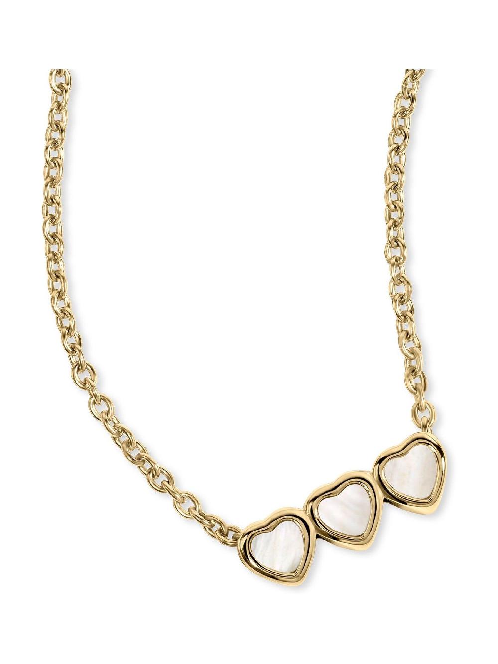 seraphine Radley White Sterling 18ct Gold Plated Mother Of Pearl Triple Heart Charm Necklace
