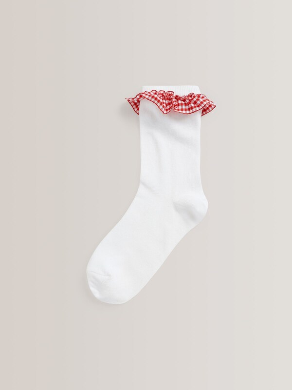 Seraphine Red 5 Pack Cotton Rich Gingham Ankle School Socks