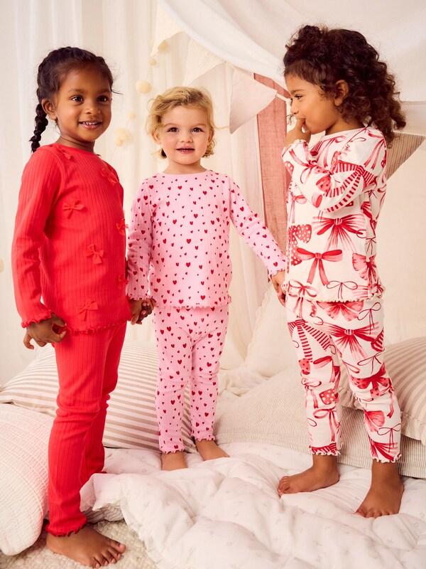 Seraphine Red Bow/ Heart Snuggle Pyjamas 3 Pack (9mths-16yrs)