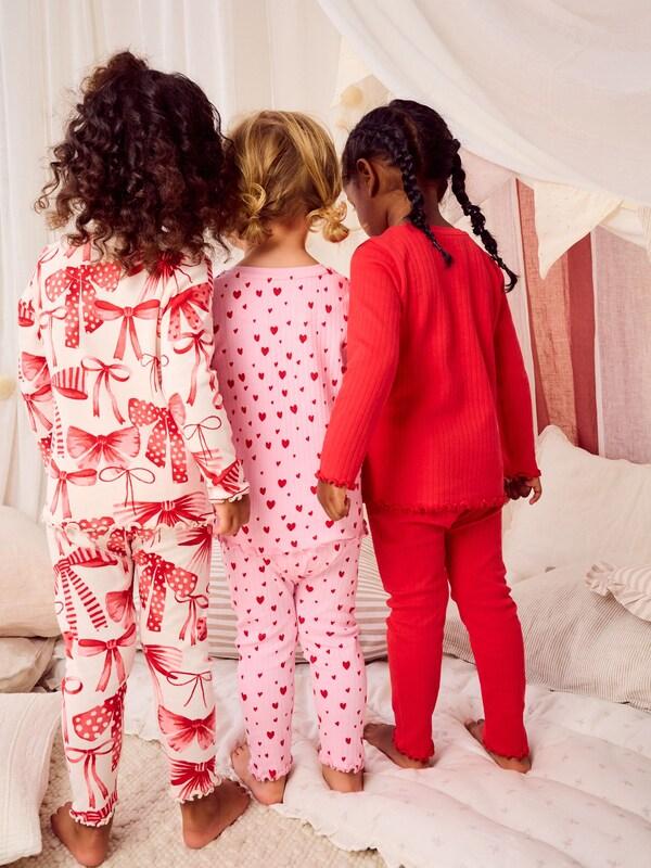 Seraphine Red Bow/ Heart Snuggle Pyjamas 3 Pack (9mths-16yrs)