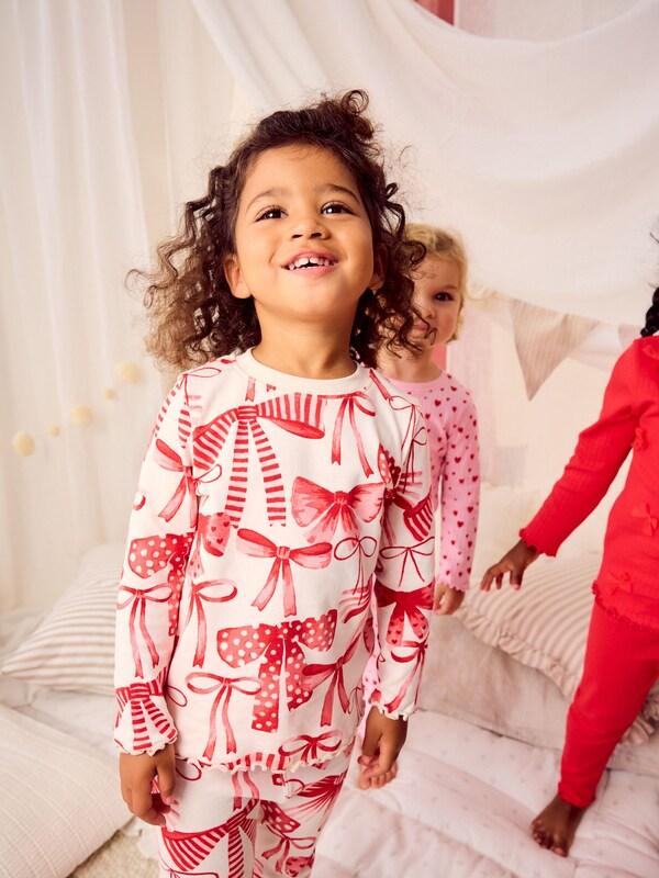 Seraphine Red Bow/ Heart Snuggle Pyjamas 3 Pack (9mths-16yrs)